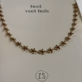 Zusss mooimakers ketting met bloemen roze rood goud