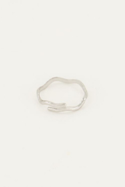 My Jewellery ring | verstelbare  mix ring golf structuur zilver.