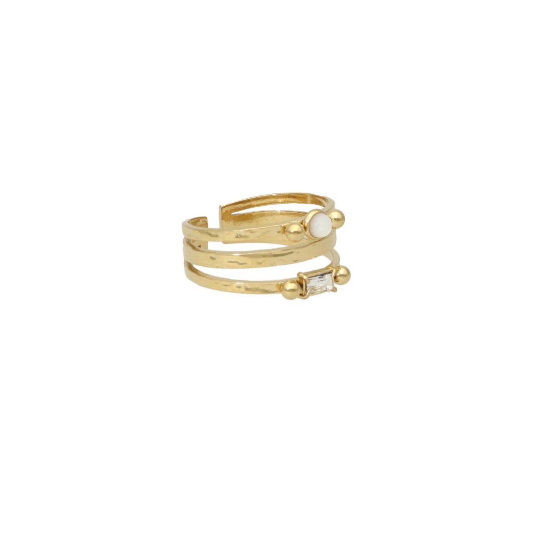 Camps & Camps triple ring with dubbel gems