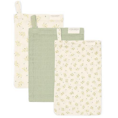 Little Dutch Washandjes set - Groen - Essentials - Blueberry Leaves
