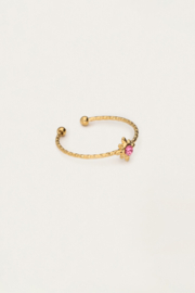 My jewellery Minimalistische ring met zon en roze strass verstelbaar