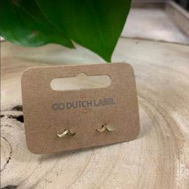 Go Dutch Label oorbellen | knopjes vogel groot goud.