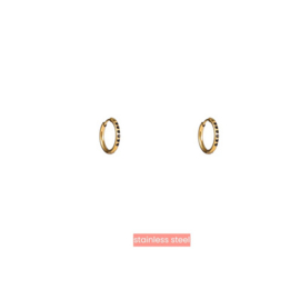 Go Dutch Label oorbellen Sparkle Hoop - 15mm - 14K + black