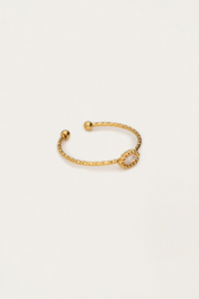 My jewellery Minimalistische ring met ovale licht roze strass verstelbaar