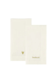 Zusss set van 2 servetten goud/wit