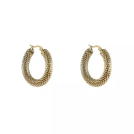 Go Dutch Label oorbellen Checkered hoop goud  - 14K
