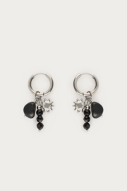 My Jewellery Oorringen met zwarte kralen en zon