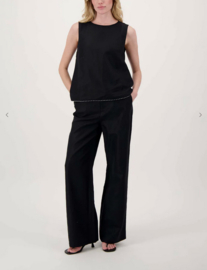 zusss linnen top mouwloos met tape details black