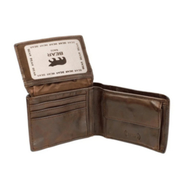 Bear design herenportemonnee Billfold 'Joep' brown