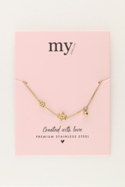 My jewellery armband bloemen en balletje goud