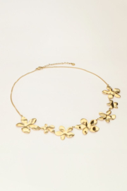 My jewellery statement ketting met platte bloemen goud