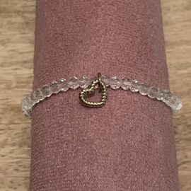 Go Dutch Label armband | hartje goud doorzichtige kralen