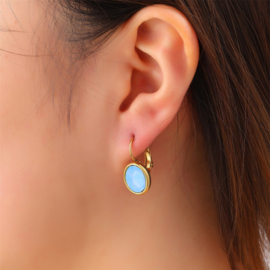 Go Dutch Label oorbellen French hook oval - 14K + blue
