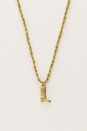My jewellery Sunrocks gele koord ketting met laars goud