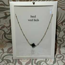 Zusss mooimakers ketting met bloem donkergroen goud
