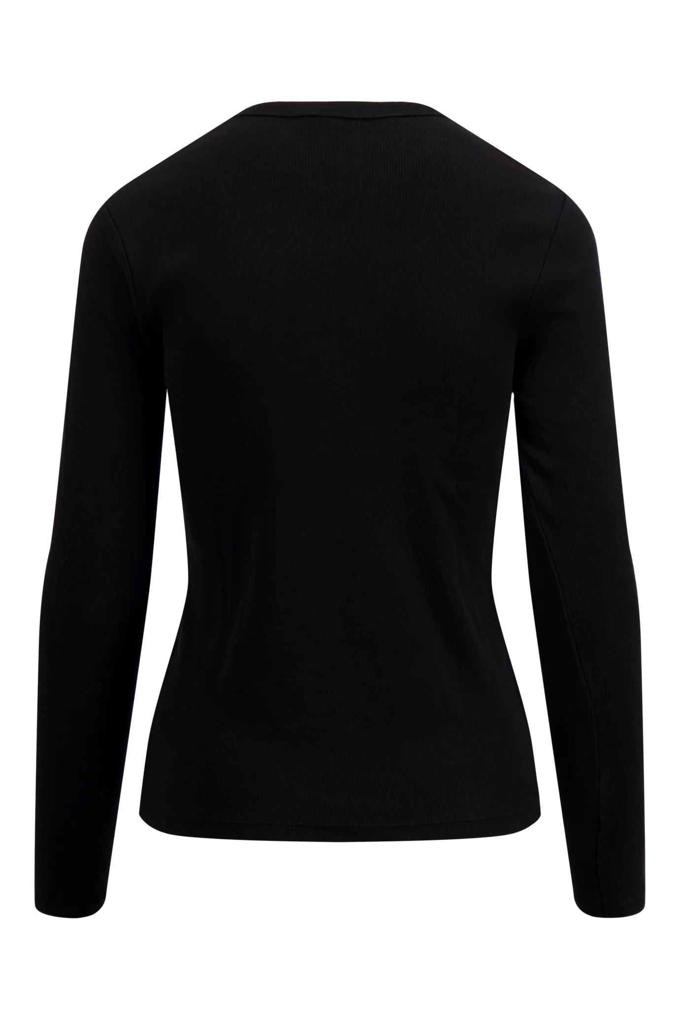 zusss basic rib ronde hals top met stretch zwart