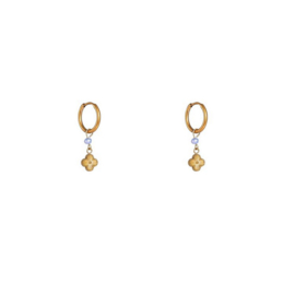 Go Dutch Label oorbellen subtle clover hoop blue - 14k