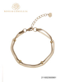 rose en camellia armband dubbel met bolletjes