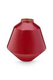 vase metal dark mid red 35cm