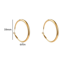 Go Dutch Label oorbellen fine hollow hoop - 14k