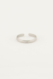 My Jewellery ring | verstelbare mix ring breed structuur zilver.