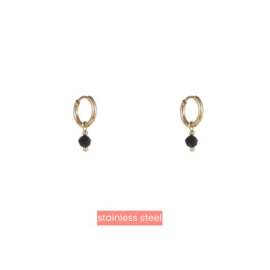Go Dutch Label oorbellen one bead hoop - 14k + black