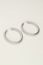 My Jewellery oorbellen | ovale oorringen met ribbels zilver