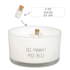 My Flame Flessenpost kaars Jij maakt mij blij Fresh Cotton