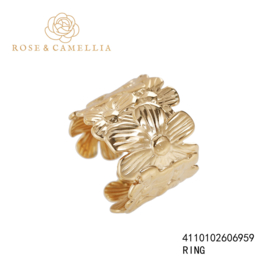 rose en camellia verstelbare ring platte bloem