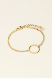 my jewellery armband | armband met steentje en cirkel goud*
