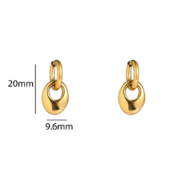 Go Dutch Label oorbellen Oval Pendant Hoop goud