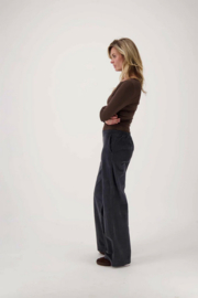 zusss corduroy broek met elastaan antraciet grijs