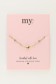 My jewellery armband hartje en tubes strass goud