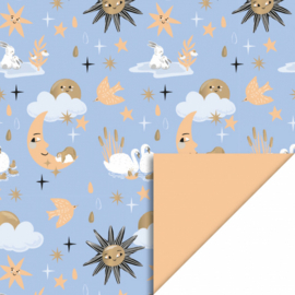 HOP | inpakpapier Baby Dreams Gold - Orange 70cm x 3m