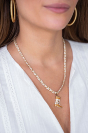 My Jewellery ketting | art witte koord ketting met western boot goud
