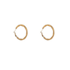 Go Dutch Label oorbellen dented hollow hoop - 14k