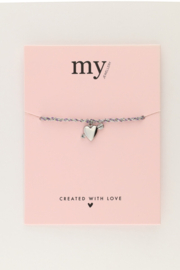 My jewellery Paarse koord armband met cupido hartje zilver