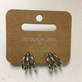 Go Dutch Label oorbellen | ring drie dubbel zilver.