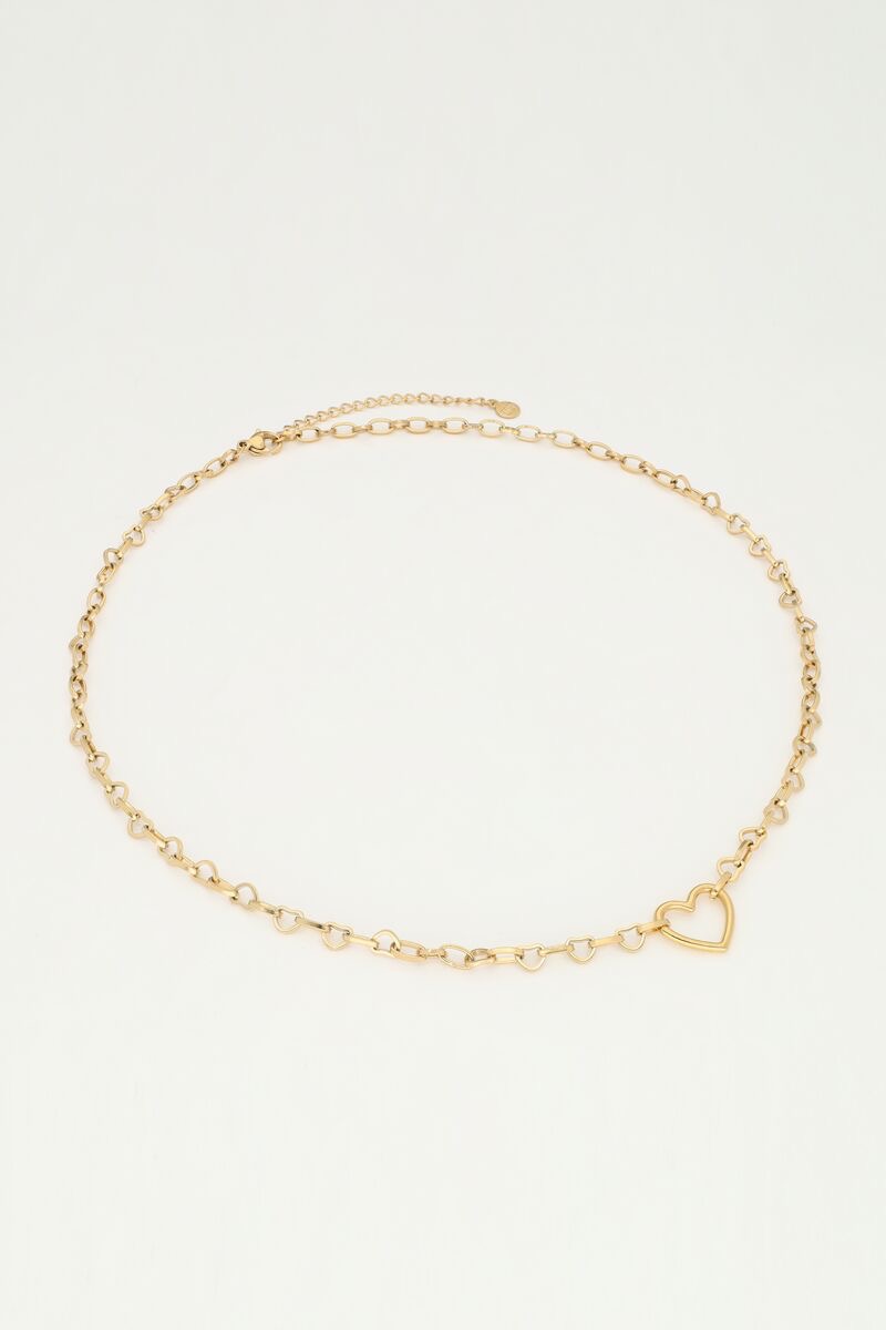 My jewellery Schakelketting met klein open hart bedel goud