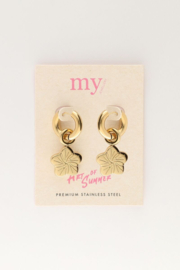 My Jewellery oorbellen | art oorringen met bloem goud