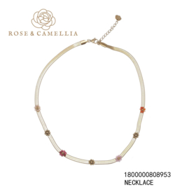 rose en camellia ketting snake schakel met bloemen