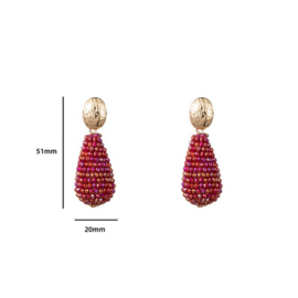 Go Dutch Label oorbellen | full-on beads drop down red goud