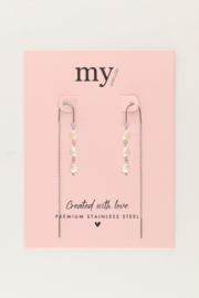 My jewellery Doortrek oorhangers met 3 parels zilver