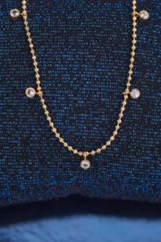 My Jewellery ketting | ketting met bolletjes en transparante stenen goud