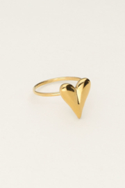 My jewellery verstelbare ring met hart goud