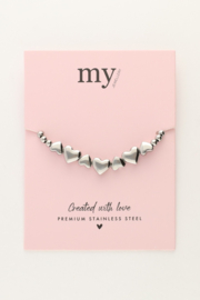 MyJewellery armband met hartjes en kralen zilver