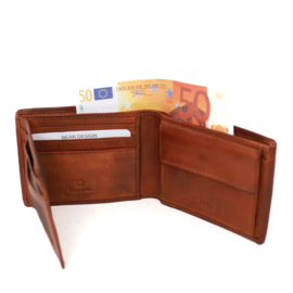 Bear design Billfold 'Wesley' cognac