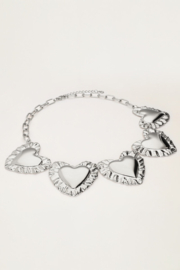 My Jewellery statement ketting met vijf hartjes zilver