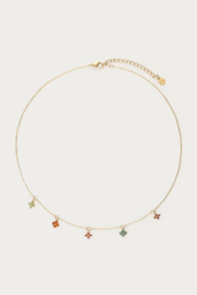 My jewellery ketting multikleur klavers goud