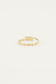 My Jewellery ring | verstelbare mix ring minimalistische bolletjes goud.